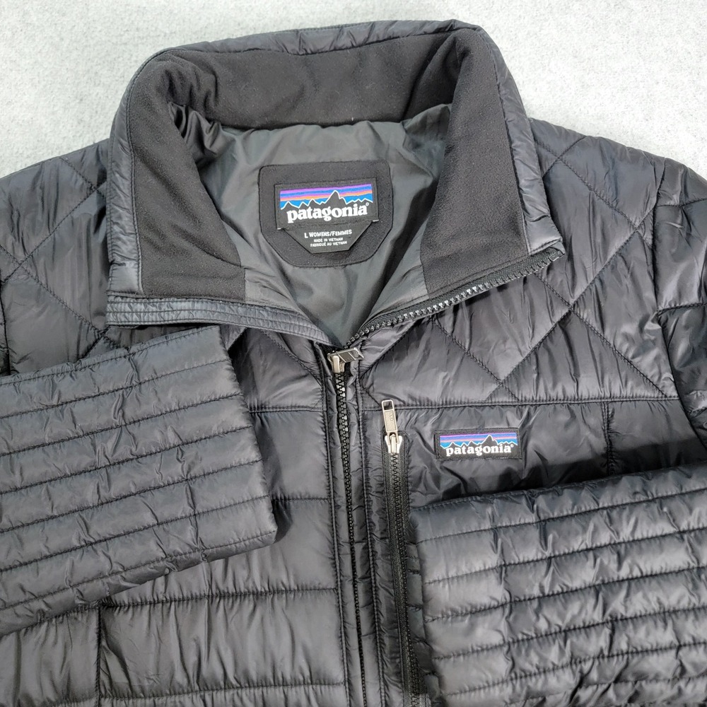 Patagonia Radalie Parka Jacket Womens Large Black Insulated Quilted Puffer Coat